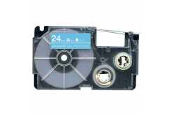 Nastro compatibile con Casio XR-24ABU 24mm x 8m testo bianco / sfondo blu
