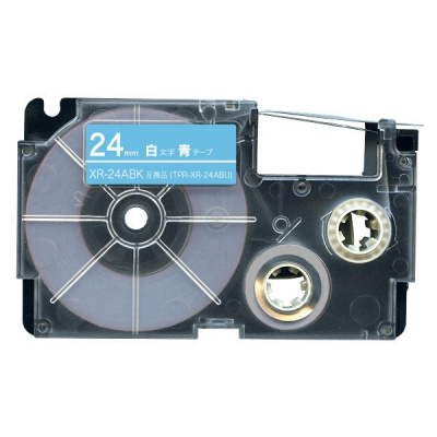 Nastro compatibile con Casio XR-24ABU 24mm x 8m testo bianco / sfondo blu