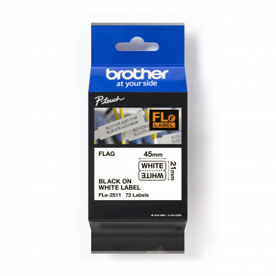 Brother FLE-2511 Pro Tape, 21mm x 45 mm, testo nera/nastro bianco, 72pz, nastro originale