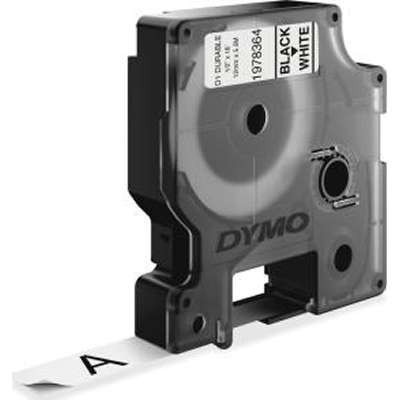 Dymo D1 1978364, 12mm x 5,5m, testo nera/sfondo bianco, vinile permanente, nastro originale