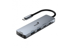 USB (3.0) hub 5-port 31240003400, UH-500, šedý, Genius, 2x USB 3.0,1x HDMI,2x USB-C,Power Delivery 100W