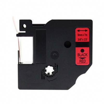 Nastro compatibile con Dymo 40917, S0720720, 9mm x 7m testo nera / sfondo vrosso