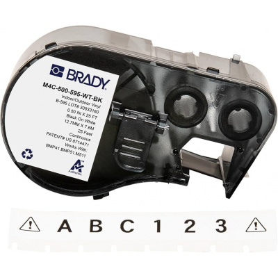 Brady M4C-500-461 / 170765, 12.70 mm x 7.62 m, Poliestere, testo nero / sfondo bianco