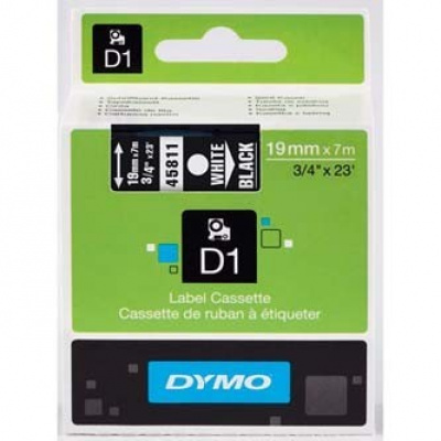 Dymo D1 45811, S0720910, 19mm x 7m, testo bianco / sfondo nera, nastro originale