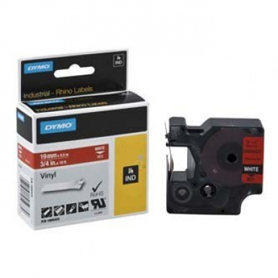 Dymo 1805422 Rhino, 19mm x 5,5m, testo bianco/sfondo rosso, nastro originale