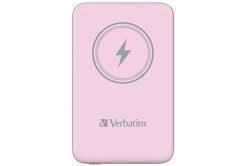 Verbatim, power banka s bezdrátovým nabíjením, 5V, nabíjení telefonu, 32248, 10 000mAh, magnetické připevnění, růžová
