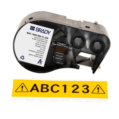 Brady M4C-1000-595-YL-BK / 170834, 25.40 mm x 7.62 m, Vinile, testo nero / sfondo giallo