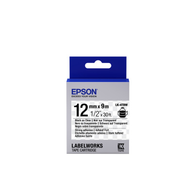 Epson LabelWorks LK-4TBW C53S654015 12mm x 9m, testo nera / nastro trasparente, fortemente adesivo, nastro originale