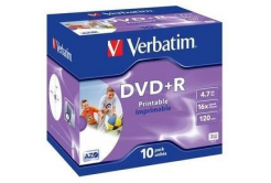VERBATIM DVD+R (confezione da 10) stampabile/custodia Jewel/16x/4,7 GB