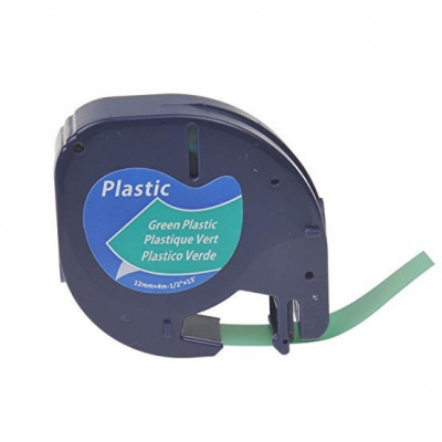 Nastro compatibile con Dymo 59425, S0721590 / 91204, S0721640 LetraTag 12mm x 4m, testo nera/sfondo verde