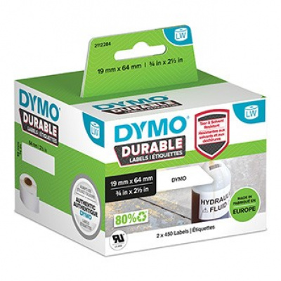 Dymo etichette in polipropilene 64mm x 19mm, bianco, per i codici a barre, 2x450 pz 2112284
