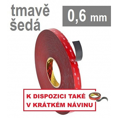 3M VHB™ 4646, sp. 0,6 mm; nastro biadesivo acrilico grigio scuro ad alta adesione 19 mm x 33 m