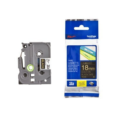 Brother TZ-334 / TZe-334, 12mm x 8m, testo oro / sfondo nera, nastro originale