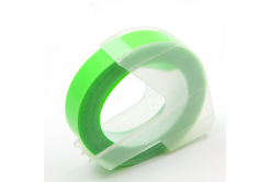 Dymo Omega, 9mm x 3m, testo bianco / fluorescente sfondo verde, nastro compatibile