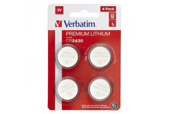 Verbatim 49534 Batteria a bottone al litio CR2430, 3V, blister, 4 pz