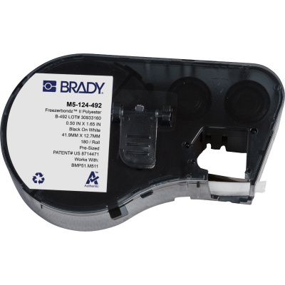 Brady M5-124-492 / 170900, 12.70 mm, Polyester, testo nera / sfondo bianco