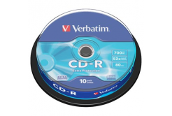 Verbatim CD-R, 43437, Extra Protection, 10-pack, 700MB, 52x, 80min., 12cm, bez možnosti postampau, cake box, pro archivaci dat