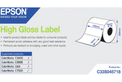 Epson C33S045718 High Gloss, per ColorWorks, 102x76mm, 1570pz, bianco etichette autoadesive