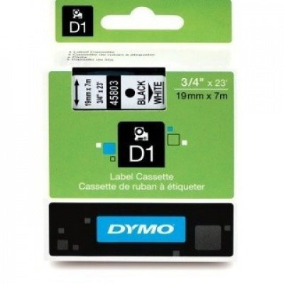 Dymo 45803, S0720830, 19mm x 7m, testo nera / sfondo bianco, nastro originale