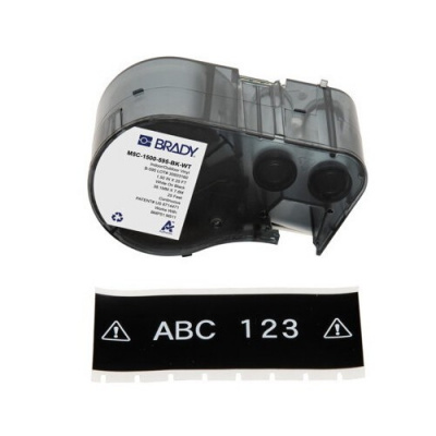 Brady M5C-1500-595-BK-WT / 170947, 38.10 mm x 7.62 m, Vinile, testo bianco / sfondo nero