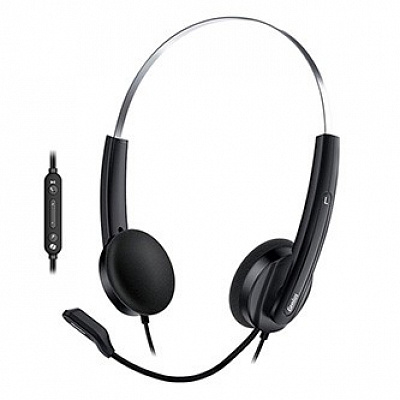 Cuffie Genius HS-220U AI con microfono, cablate, nere, 2.0, over-ear, USB