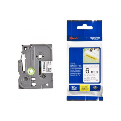 Nastro compatibile con Brother TZ-S211/TZe-S211 6mm x 8m extr.adh. testo nera/sfondo bianco