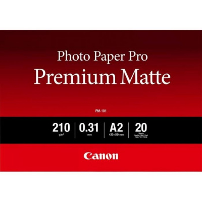 Canon Photo Paper Premium Matte PM-101 8657B017, 210 g/m2, 16.54x23.39", A2, 20pz, smooth, opaco, bianco, carta fotografica