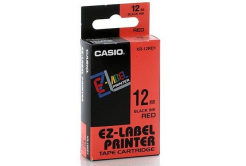 Casio XR-18RD1, 18mm x 8m, testo nera/sfondo rosso, nastro originale