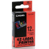 Casio XR-18RD1, 18mm x 8m, testo nera/sfondo rosso, nastro originale