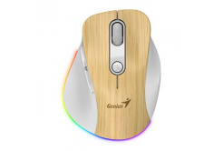 Mouse wireless, Genius Ergo 9000S Pro, bianco-beige, ottico, 2400DPI