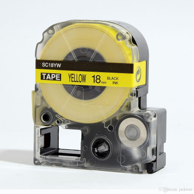 Epson LK-5YBP, SC18YW, C53S655003, 18mm x 9m, testo nera / sfondo giallo, nastro compatibile