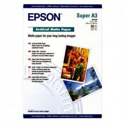 Epson Archival Matte Paper S041340 C13S041340, 33x48cm, 50pz, getto d'inchiostro, bianco, carta fotografica