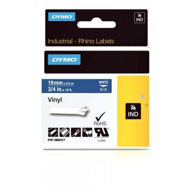 Dymo 1805417 Rhino, 19mm x 5,5m, testo bianco/sfondo blu, nastro originale