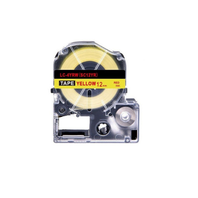 Epson LC-SC12YR, 12mm x 8m, testo rossa / sfondo giallo, nastro compatibile