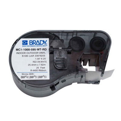 Brady MC1-1000-595-WT-RD / 131604, nastro autoadesivo 25.40 mm x 7.62 m