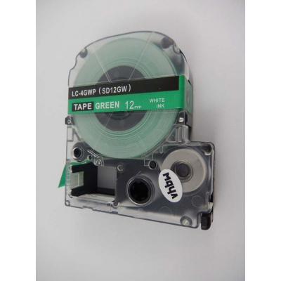 Epson LK-4GWV, SD12GW, 12mm x 9m, testo bianco / sfondo verde, nastro compatibile