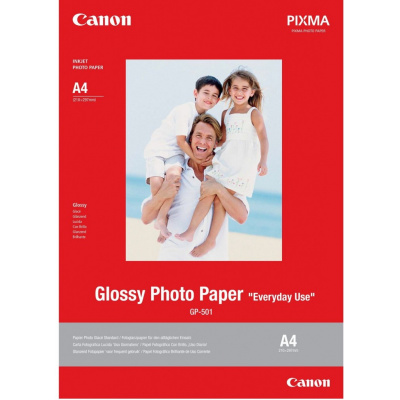 Canon Glossy Photo Paper GP-501 0775B076, 200 g/m2, A4, 5pz, lucido, bianco, carta fotografica