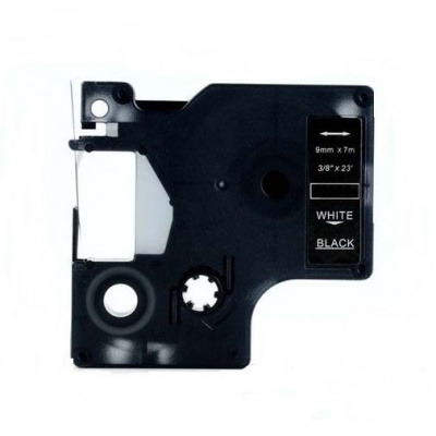 Nastro compatibile con Dymo 40921, 9mm x 7m, testo bianco / sfondo nera