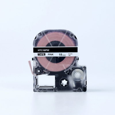 Epson HTC18PW, 18mm x 8m, testo nera / sfondo rosa, nastro compatibile