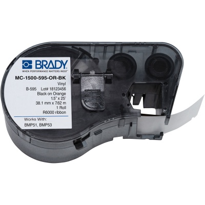 Brady MC-1500-595-OR-BK / 143370, nastro autoadesivo 38.10 mm x 7.62 m