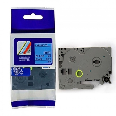 Nastro compatibile con Brother HGe-511, 6mm x 8m, testo nera / sfondo blu, alta velocitá