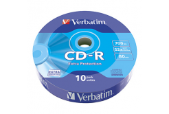 Verbatim CD-R, 43725, Extra Protection, 10-pack, 700MB, 52x, 80min., 12cm, bez možnosti postampau, wrap, pro archivaci dat