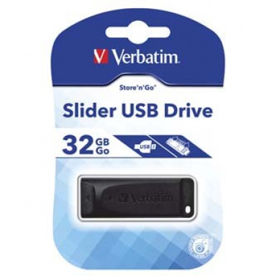 Verbatim 98697 Slider, Chiavetta USB, USB A 2.0, 32GB, con connettore estraibile, nero
