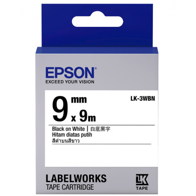 Epson LabelWorks LK-3WBN C53S653003 9mm x 9m, testo nera / nastro bianco, nastro originale